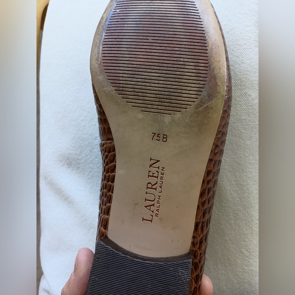 Ralph Lauren Brown Crocodile printed Leather Loafers_7.5 - Picture 3 of 8
